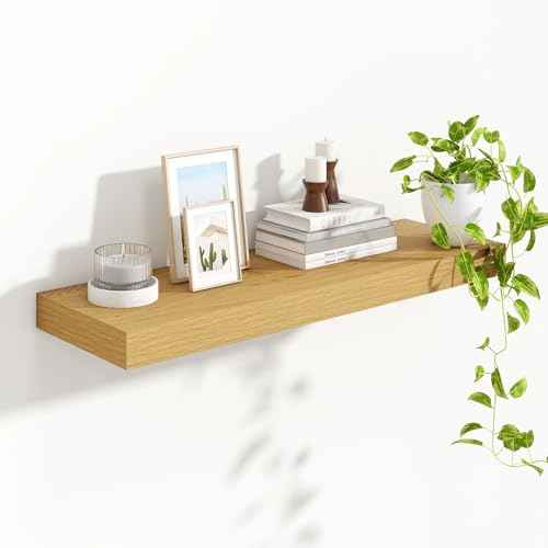 Floating Shelves 35.7" W x 10.3" D Oak Set of 1