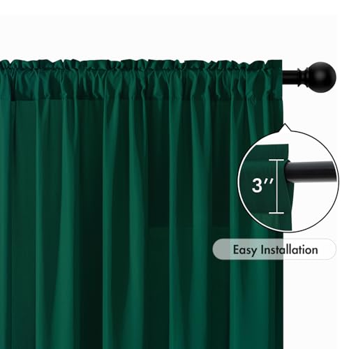 Hunter Green Privacy Sheer Curtains 2 Panels 42W x 63L (2 Count)