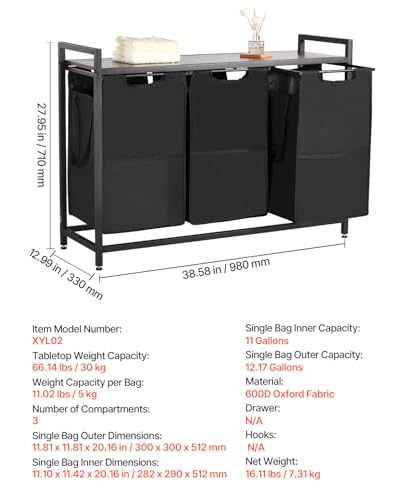 3 Section Laundry Sorter