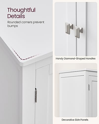 Bathroom Floor Storage Cabinet with 4 Doors