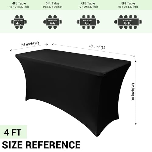 4ft Stretch Spandex Table Cover for Standard Folding Tables