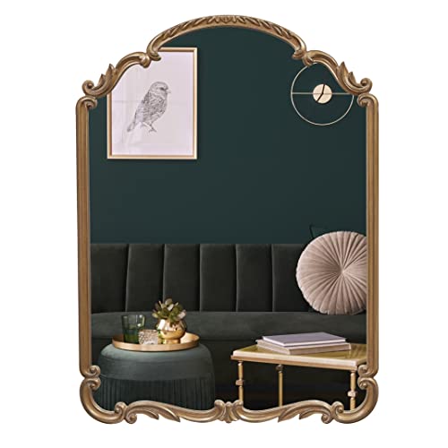 English Estate Carved Arch Wood Wall Mirror