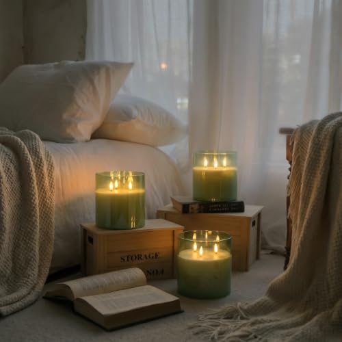 Sage Green Large Glass Flameless LED Candle