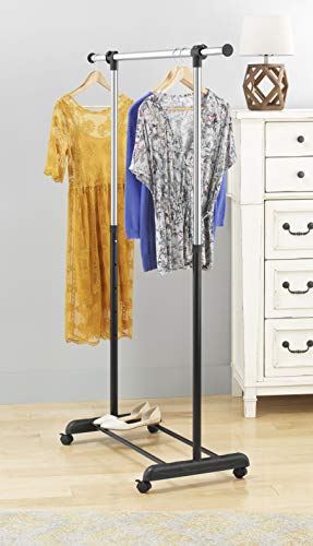 Adjustable Rolling Clothes Organizer Chrome Garment Rack