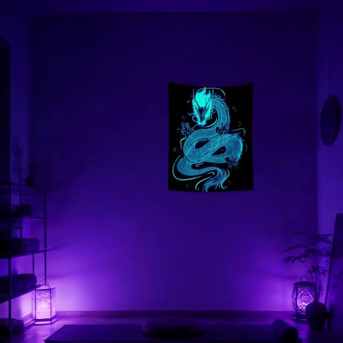 Blacklight Dragon Tapestry Wall Hanging 37"x29"