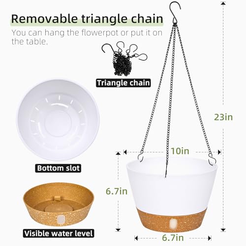 2 Pack 10 Inch Hanging Planters for Indoor Outdoor Plants (2 Count)