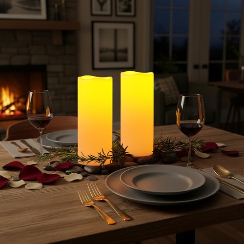 10"x4" Large Waterproof Outdoor Flameless Candles with Remote Timer (2 Count)