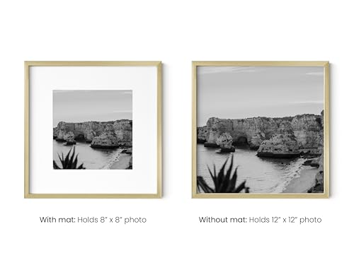 12x12 Gold Metal Picture Frame Matted to 8x8