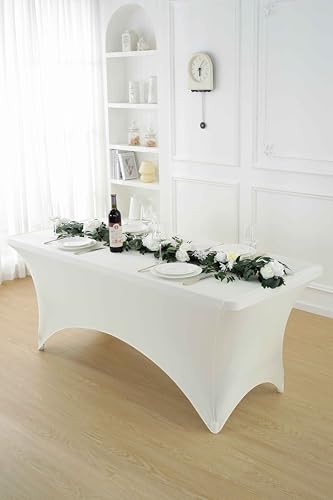 2 Pack 6ft Ivory Spandex Tablecloth (2 Count)
