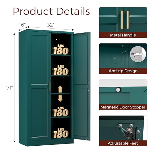 71" Tall Metal Kitchen Pantry Cabinet