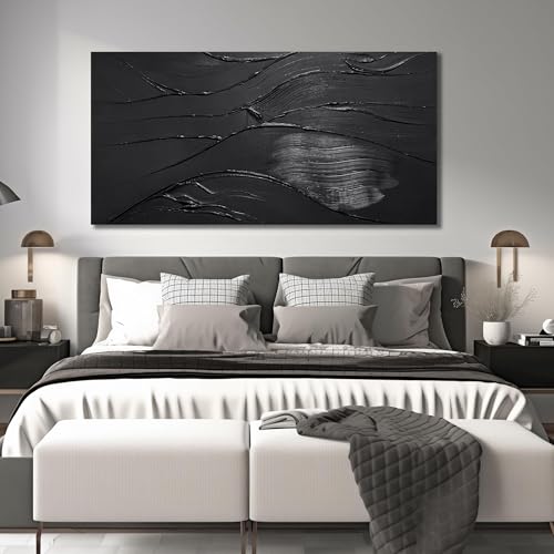 Large Abstract Wall Pictures For Office Minimalist Wall Decorations For Living Room Black Art Work For Bedroom Walls Large Size 29 x 58 Inch
