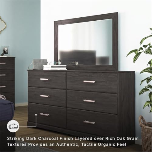 Belachime 6 Drawer Black Wood Bedroom Dresser