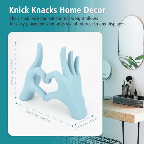 Blue Heart Hands Sculpture Decor