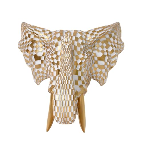 9x7.8 Inch Vintage Mosaic Elephant Head Wall Sculpture Art Mount Statue for Room Bedroom Office Living Decor