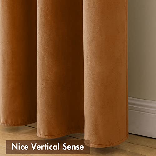 Gold Brown Blackout Velvet Curtains Drapes 90 Inch Long 52"x90" (2 Count)