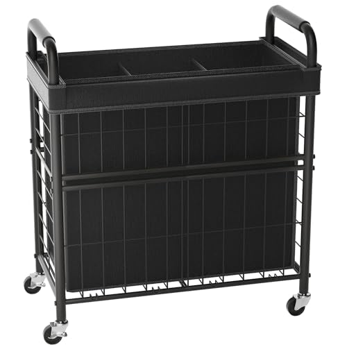145L Rolling laundry Sorter Hamper Basket 3 Section with Wheels