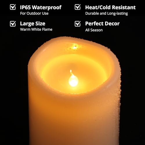 Large Waterproof Flameless Candles 6" 8" 10" x 4" (3 Count)
