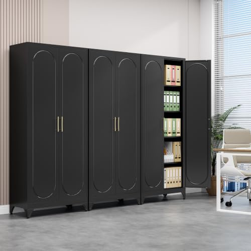 75" Tall Metal Kitchen Pantry Storage Cabinet with Doors and Shelves