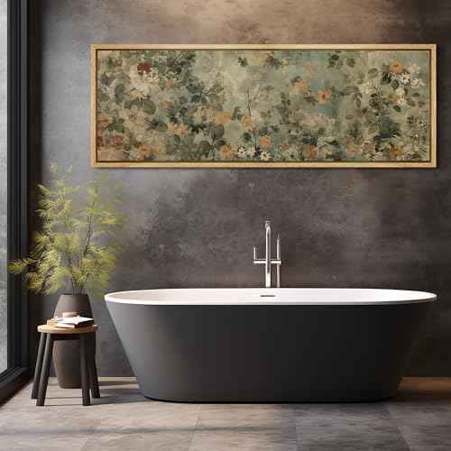 Large Framed Canvas Print Wall Art Minimalist Ink Branches Illustrations Antique Retro Fine Art Illustrations Decorative for Bedroom