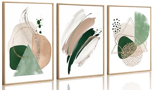 3Pcs Sage Green Minimalist Geometric Abstract Posters Wall Art (3 Count)