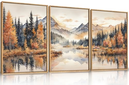Large Neutral Mountain Framed Canvas Wall Art