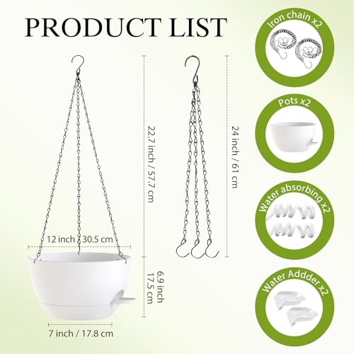 12 Inch Hanging Baskets 2 PC with Chains (2 Count)
