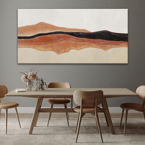 Large Red Brown White Abstract Wall Art For Living Room Decor 29" × 58"