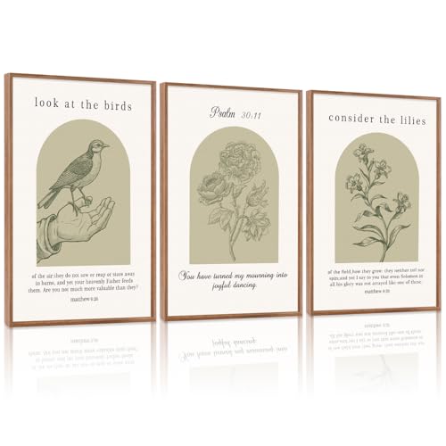 KAlRNE Scripture Prints Sage Green Bible Large Wall Art Set (3 Count)