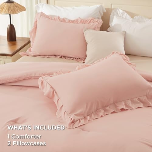Blush Ruffle Comforter Set Queen Size