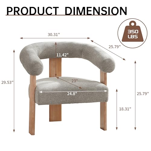 Barrel Accent Chairs Set of 2 with Armrests and Rubberwood Legs (2 Count)