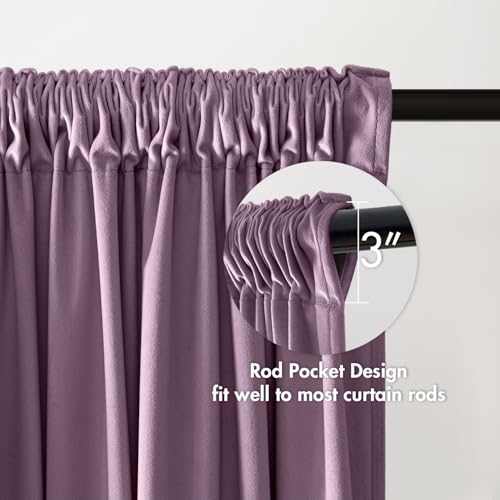 Lavender Blackout Velvet Curtains Drapes 90 Inch Long 52"x90" (2 Count)