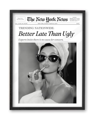 16x20in Audrey Hepburn Better Late Than Ugly Framed Bathroom Art