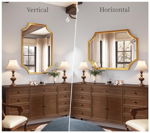 30"x40" Gold Foil Metal Scalloped Decorative Wall Mirror