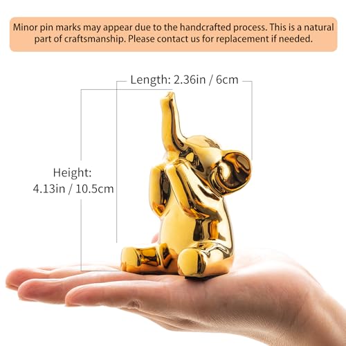 Pair of Small Gold Elephant Figurines (2 Count)