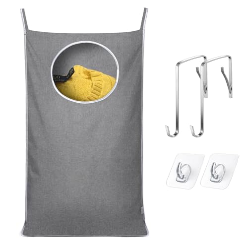 Hanging Laundry Hamper Bag with 2 Different Types of Hooks
