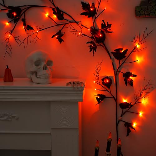 Halloween Garland with Orange LED Lights