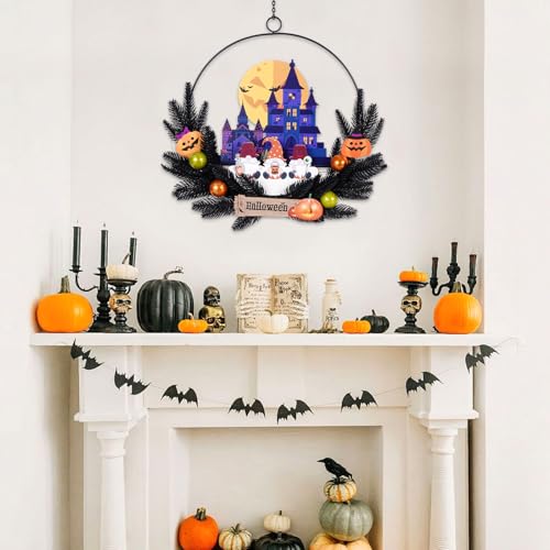 Pre Lit Halloween Wreath for Front Door