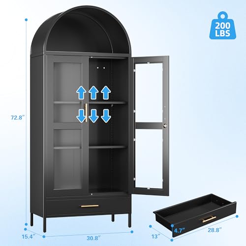 Arched Cabinet with Glass Doors