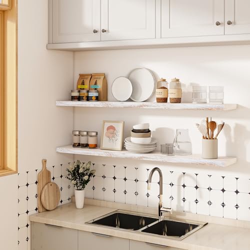 Elm Wood Floating Shelf 55x8” Set of 1
