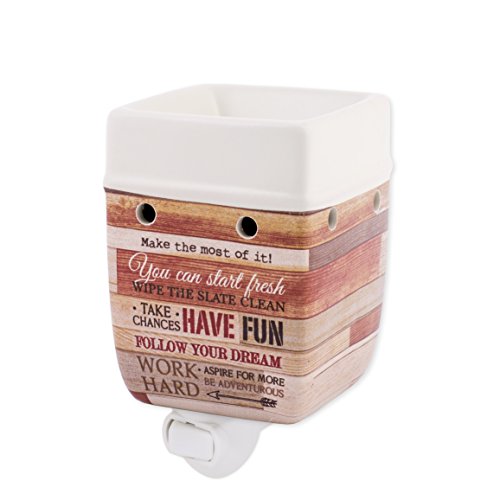 Today Aspire Change The World Wood Look Stoneware Electric Plug