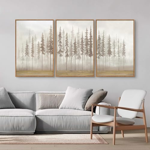 Large Pine Tree Framed Canvas Wall Art Set (3 Count)