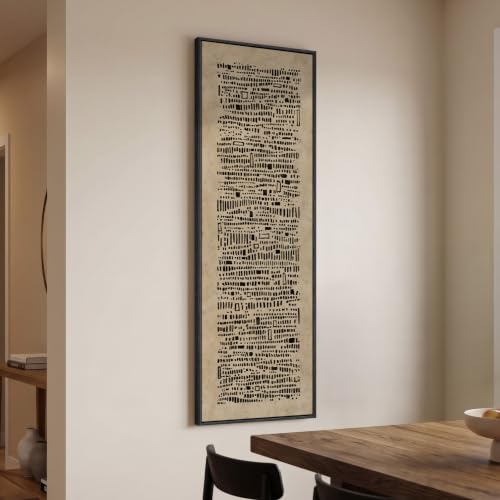 Large Framed Neutral Brown and Black Abstract Wall Art