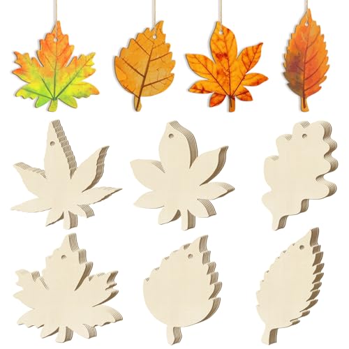 36PCS Wooden Fall Ornaments to Paint Thanksgiving Decorations (36 Count)