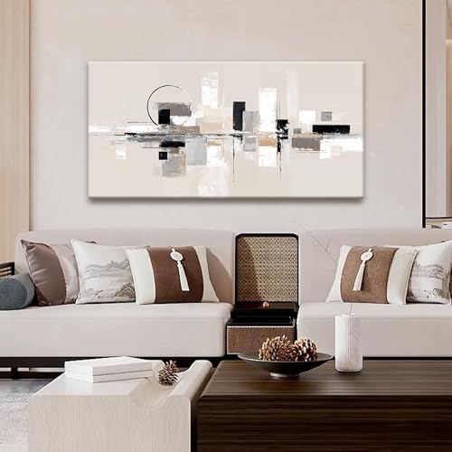 Abstract Canvas Art Wall Decor Black White Wall Art Painting 20" × 40"