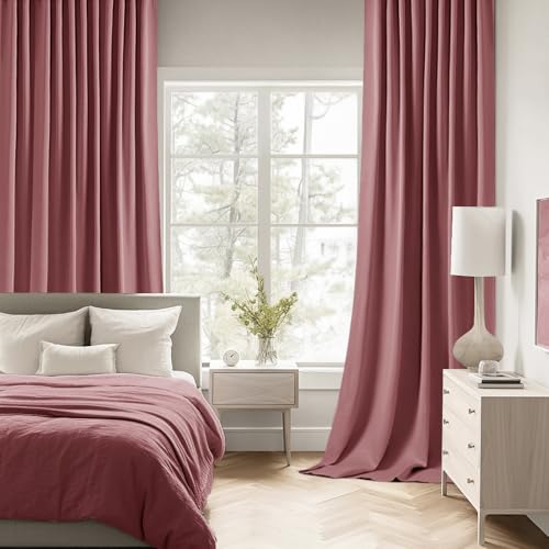 Dusty Rose Back Tab Blackout Curtains 52x63 Inches Long 2 Panels Set