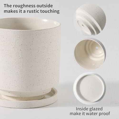 Ceramic Plant Pot Drainage Hole & Saucer for Indoor Plants