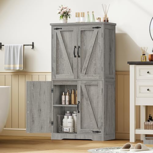 Farmhouse Storage Cabinet with 2 Adjustable Shelves
