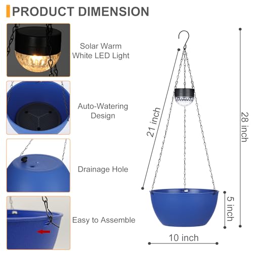 2 Pack Solar Hanging Planters for Plants Outdoor (2 Count)