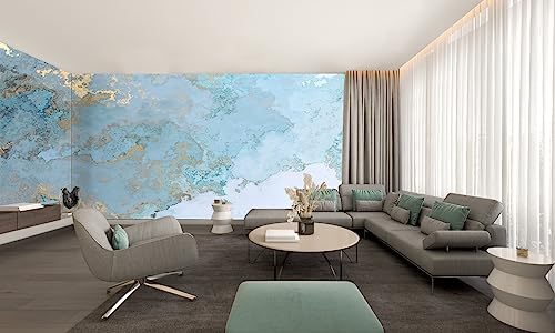 Abstract Wallpaper Blue Gold Marble Texture Wall Mural Wallpaper