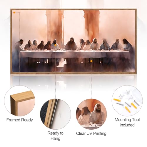 The Last Supper Framed Canvas Wall Art 40x20 Inch